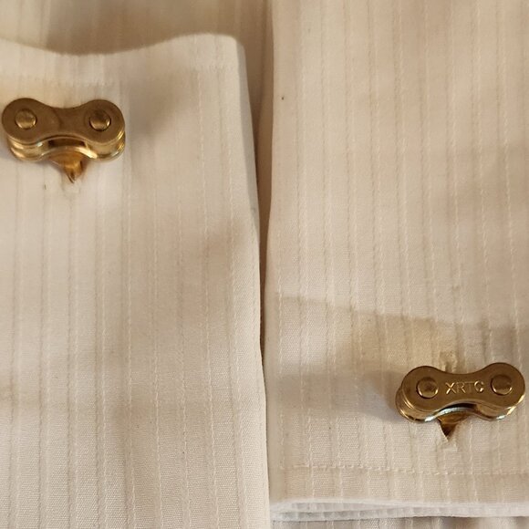 Gold Cufflinks made of Stainless Bike Bicycle chain in Gift Boxed Groomsmen's - Picture 5 of 10